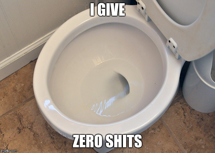 toilet | I GIVE; ZERO SHITS | image tagged in toilet | made w/ Imgflip meme maker
