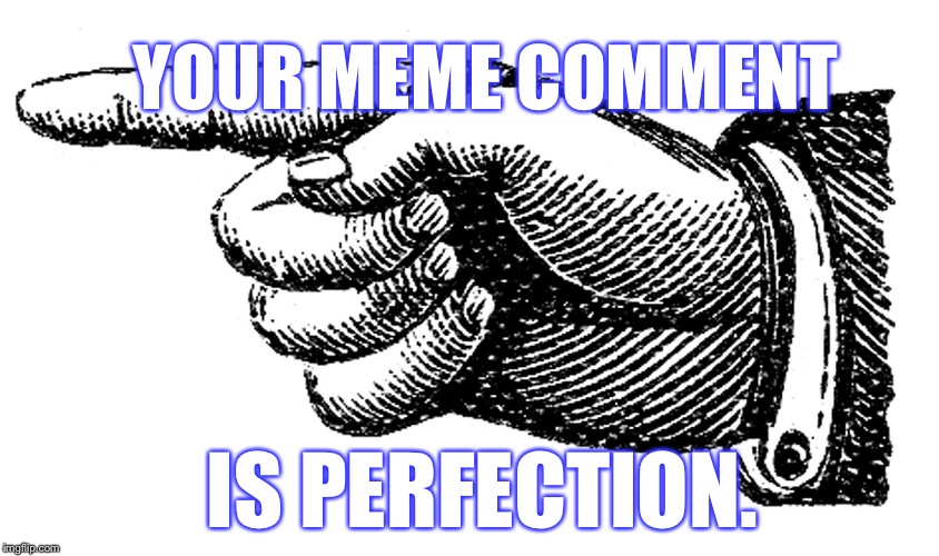Finger Point Vintage | YOUR MEME COMMENT IS PERFECTION. | image tagged in finger point vintage | made w/ Imgflip meme maker