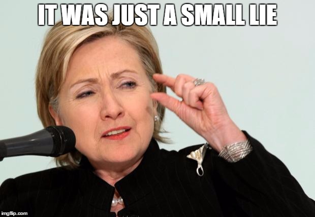 Hillary Clinton Fingers | IT WAS JUST A SMALL LIE | image tagged in hillary clinton fingers | made w/ Imgflip meme maker