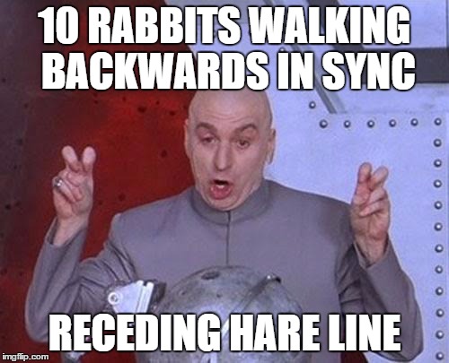 from my granddaughters they laughed until tears rolled down my cheeks | 10 RABBITS WALKING BACKWARDS IN SYNC; RECEDING HARE LINE | image tagged in memes,dr evil laser | made w/ Imgflip meme maker