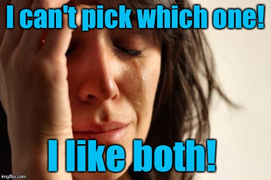 First World Problems Meme | I can't pick which one! I like both! | image tagged in memes,first world problems | made w/ Imgflip meme maker