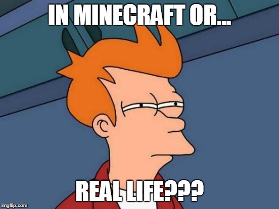 Futurama Fry Meme | IN MINECRAFT OR... REAL LIFE??? | image tagged in memes,futurama fry | made w/ Imgflip meme maker