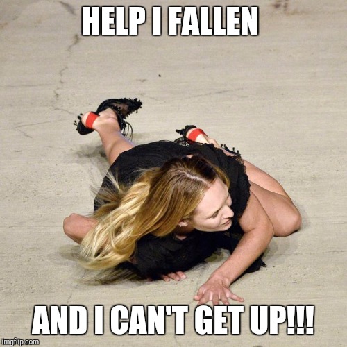 Skinny VS fat | HELP I FALLEN; AND I CAN'T GET UP!!! | image tagged in skinny vs fat | made w/ Imgflip meme maker