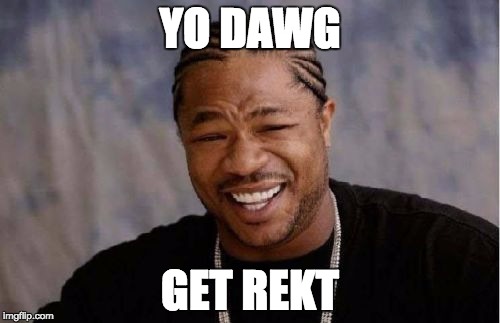 Yo Dawg Heard You | YO DAWG; GET REKT | image tagged in memes,yo dawg heard you | made w/ Imgflip meme maker