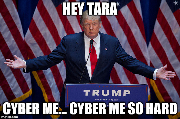 Donald Trump | HEY TARA; CYBER ME... CYBER ME SO HARD | image tagged in donald trump | made w/ Imgflip meme maker