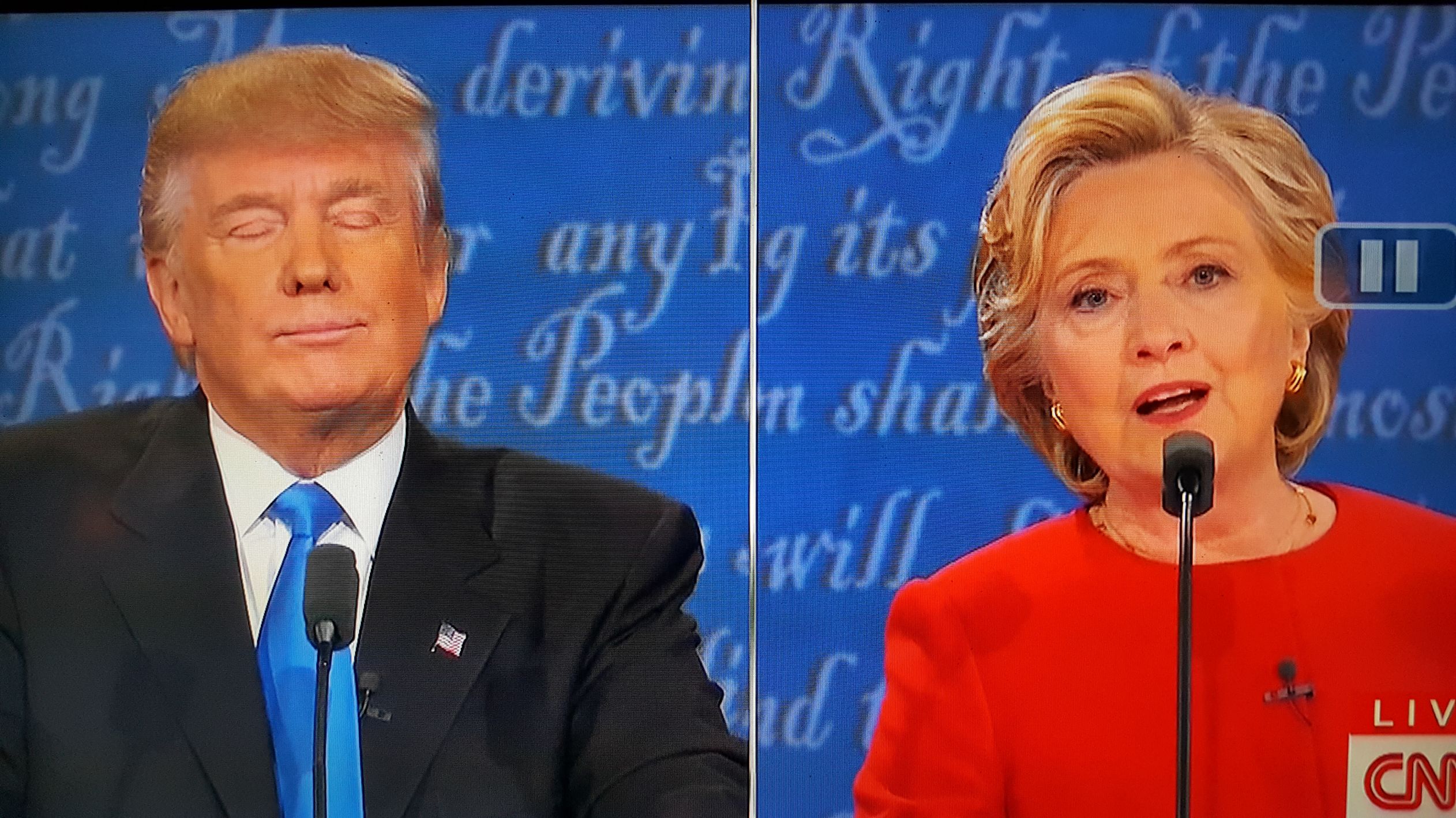 High Quality Trump Hillary Debate Blank Meme Template