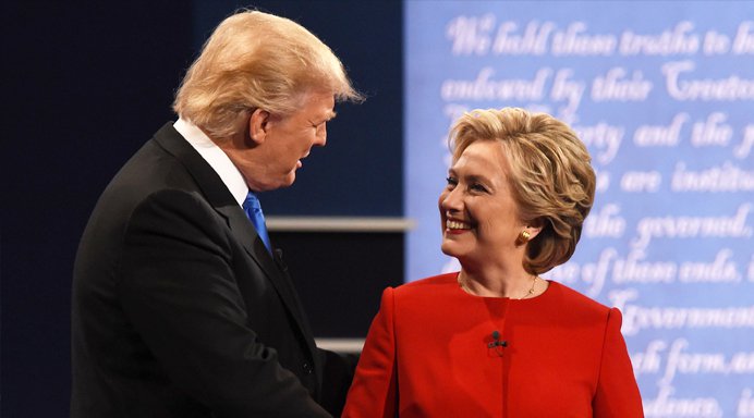 Trump Clinton Handshake Smiling Blank Meme Template