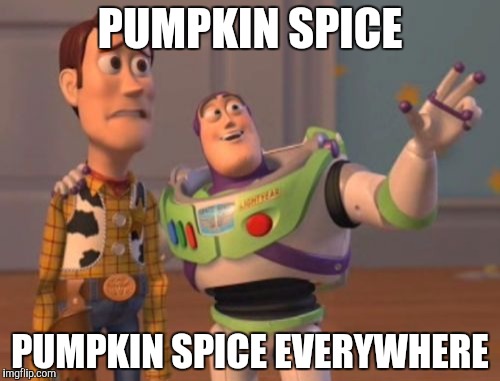 Fall in basic America be like... | PUMPKIN SPICE; PUMPKIN SPICE EVERYWHERE | image tagged in memes,x x everywhere,pumpkin spice,fall | made w/ Imgflip meme maker
