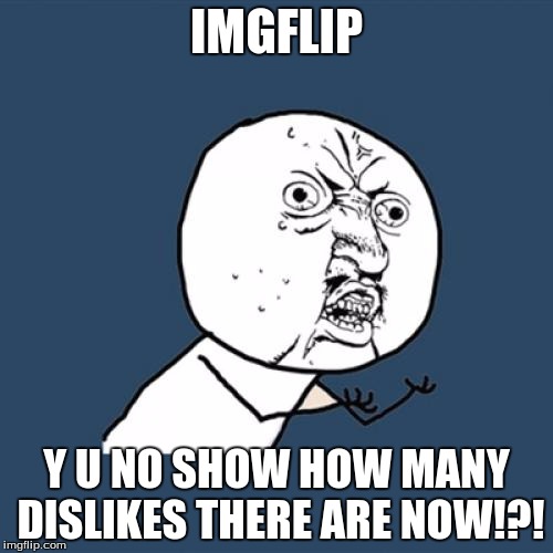 Y U No | IMGFLIP; Y U NO SHOW HOW MANY DISLIKES THERE ARE NOW!?! | image tagged in memes,y u no | made w/ Imgflip meme maker