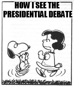 Debate | HOW I SEE THE PRESIDENTIAL DEBATE | image tagged in political | made w/ Imgflip meme maker