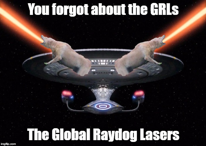 You forgot about the GRLs The Global Raydog Lasers | image tagged in raydog's laser ship | made w/ Imgflip meme maker