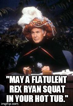 "MAY A FLATULENT REX RYAN SQUAT IN YOUR HOT TUB." | made w/ Imgflip meme maker