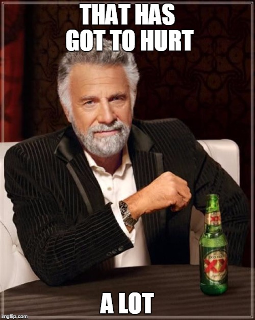 The Most Interesting Man In The World Meme | THAT HAS GOT TO HURT A LOT | image tagged in memes,the most interesting man in the world | made w/ Imgflip meme maker