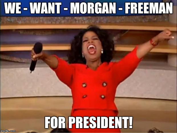 Oprah You Get A Meme | WE - WANT - MORGAN - FREEMAN FOR PRESIDENT! | image tagged in memes,oprah you get a | made w/ Imgflip meme maker