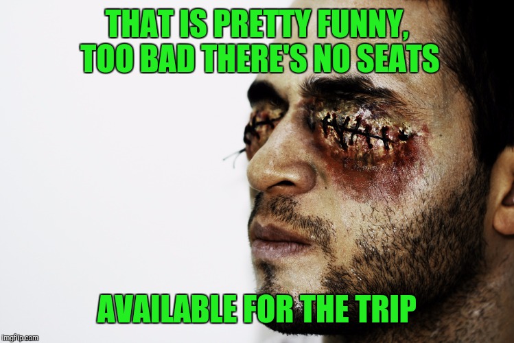 THAT IS PRETTY FUNNY, TOO BAD THERE'S NO SEATS AVAILABLE FOR THE TRIP | made w/ Imgflip meme maker