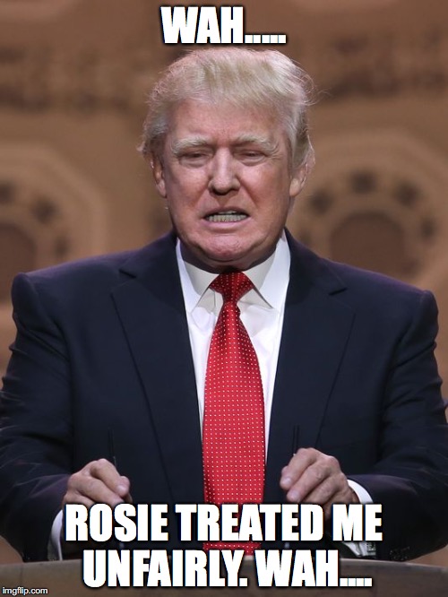 Donald Trump | WAH..... ROSIE TREATED ME UNFAIRLY. WAH.... | image tagged in donald trump | made w/ Imgflip meme maker