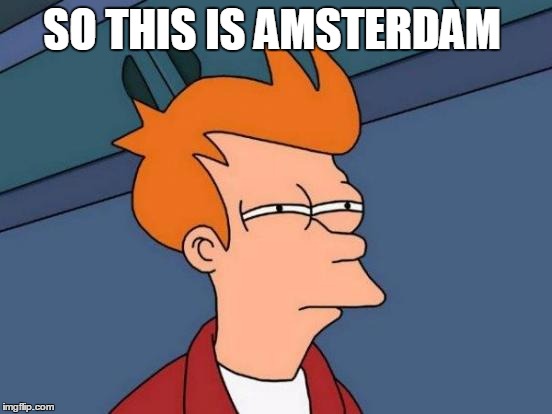 Futurama Fry | SO THIS IS AMSTERDAM | image tagged in memes,futurama fry | made w/ Imgflip meme maker