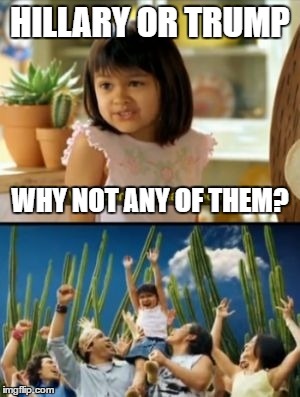 Why Not Both Meme | HILLARY OR TRUMP; WHY NOT ANY OF THEM? | image tagged in memes,why not both | made w/ Imgflip meme maker
