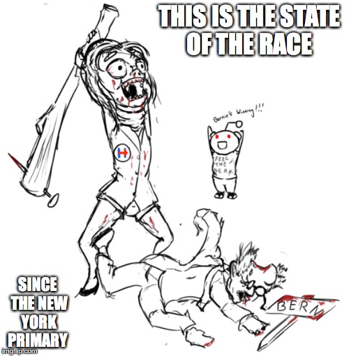 Current State of the Race | THIS IS THE STATE OF THE RACE; SINCE THE NEW YORK PRIMARY | image tagged in bernie sanders,hillary clinton,bernie or hillary,memes | made w/ Imgflip meme maker