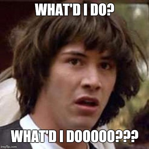 Conspiracy Keanu Meme | WHAT'D I DO? WHAT'D I DOOOOO??? | image tagged in memes,conspiracy keanu | made w/ Imgflip meme maker