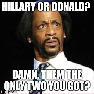 HILLARY OR DONALD? DAMN, THEM THE ONLY TWO YOU GOT? | image tagged in trump hillary | made w/ Imgflip meme maker