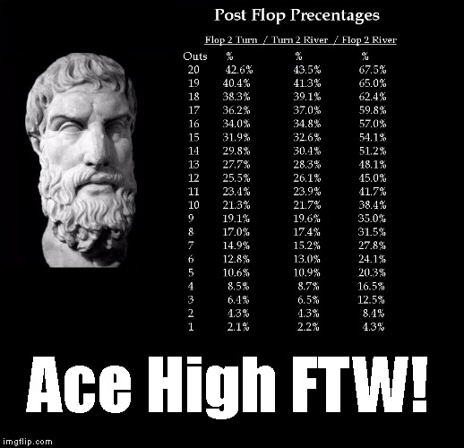 Ace High FTW! | image tagged in plato pre flop percentages | made w/ Imgflip meme maker