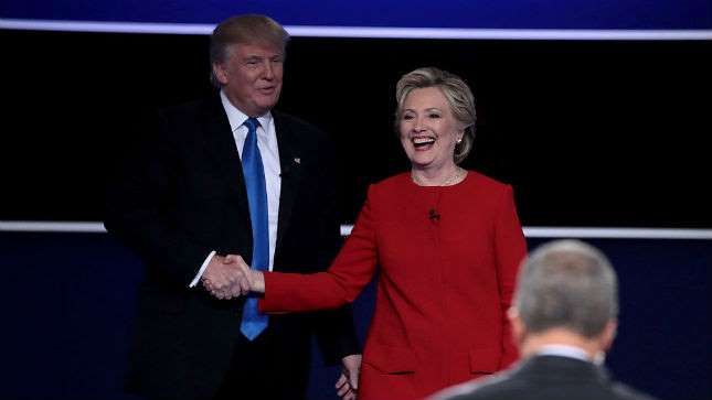 Trump Shakes Clinton's Hand Blank Meme Template