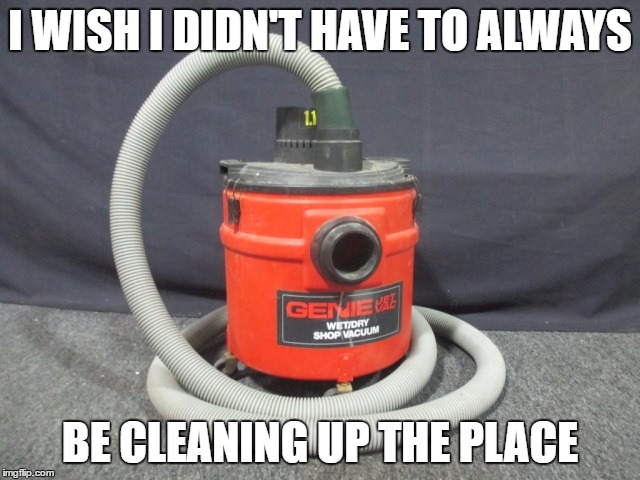 I WISH I DIDN'T HAVE TO ALWAYS BE CLEANING UP THE PLACE | made w/ Imgflip meme maker