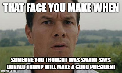 That Face You Make When | THAT FACE YOU MAKE WHEN; SOMEONE YOU THOUGHT WAS SMART SAYS DONALD TRUMP WILL MAKE A GOOD PRESIDENT | image tagged in for dummies,dummy,donald trump,vote hillary,election 2016,hillary clinton 2016 | made w/ Imgflip meme maker