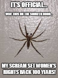 IT'S OFFICIAL... SAW THIS ON THE SHOWER DOOR... MY SCREAM SET WOMEN'S RIGHTS BACK 100 YEARS! | image tagged in setting women's rights back 100 years with look | made w/ Imgflip meme maker