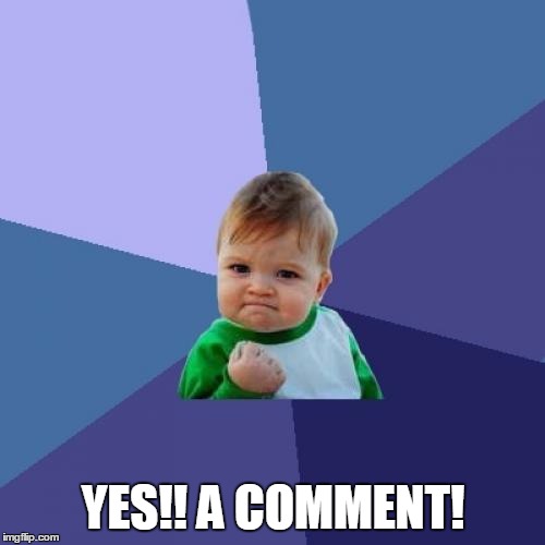 Success Kid Meme | YES!! A COMMENT! | image tagged in memes,success kid | made w/ Imgflip meme maker
