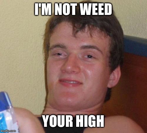 10 Guy | I'M NOT WEED; YOUR HIGH | image tagged in memes,10 guy | made w/ Imgflip meme maker