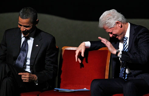 Clinton and Obama Laughing Blank Meme Template
