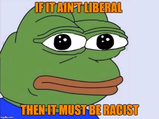 liberal liars | IF IT AIN'T LIBERAL; THEN IT MUST BE RACIST | image tagged in liberals | made w/ Imgflip meme maker