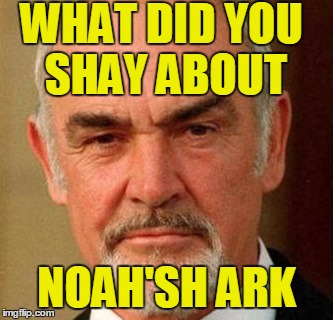 WHAT DID YOU SHAY ABOUT NOAH'SH ARK | image tagged in connery | made w/ Imgflip meme maker