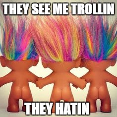 They see me trollin | THEY SEE ME TROLLIN; THEY HATIN | image tagged in troll,haters | made w/ Imgflip meme maker