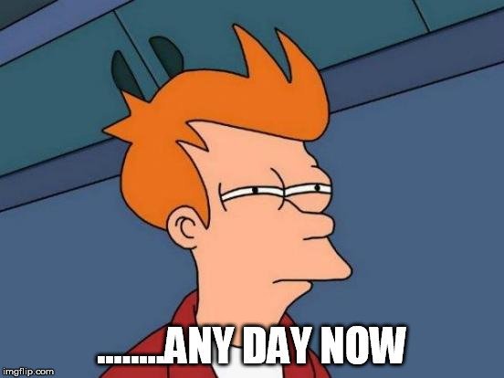 Futurama Fry Meme | ........ANY DAY NOW | image tagged in memes,futurama fry | made w/ Imgflip meme maker