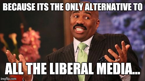 Steve Harvey Meme | BECAUSE ITS THE ONLY ALTERNATIVE TO ALL THE LIBERAL MEDIA... | image tagged in memes,steve harvey | made w/ Imgflip meme maker