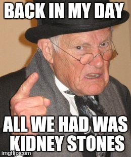 Back In My Day Meme | BACK IN MY DAY ALL WE HAD WAS KIDNEY STONES | image tagged in memes,back in my day | made w/ Imgflip meme maker