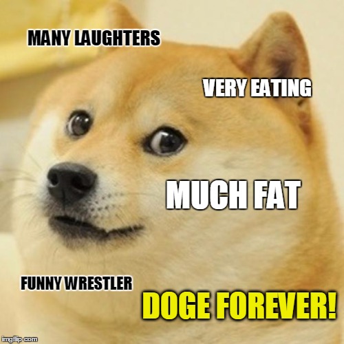 Doge Meme | MANY LAUGHTERS VERY EATING MUCH FAT FUNNY WRESTLER DOGE FOREVER! | image tagged in memes,doge | made w/ Imgflip meme maker