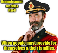 Unemployment resolves itself When people must provide for themselves & their families. | made w/ Imgflip meme maker