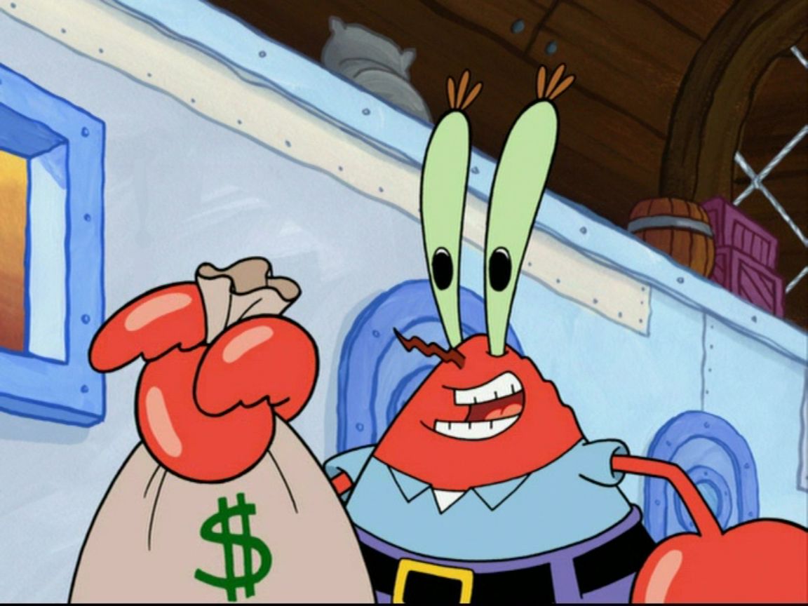 spongebob squarepants mr krabs money