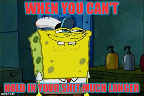 Don't You Squidward | WHEN YOU CAN'T; HOLD IN YOUR SHIT MUCH LONGER | image tagged in memes,dont you squidward | made w/ Imgflip meme maker