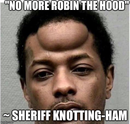 Robin Hood  |  "NO MORE ROBIN THE HOOD"; ~ SHERIFF KNOTTING-HAM | image tagged in batman slapping robin,robin hood disney | made w/ Imgflip meme maker