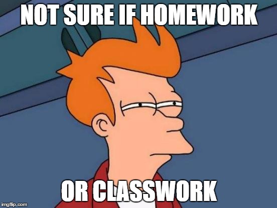 Futurama Fry Meme | NOT SURE IF HOMEWORK; OR CLASSWORK | image tagged in memes,futurama fry | made w/ Imgflip meme maker