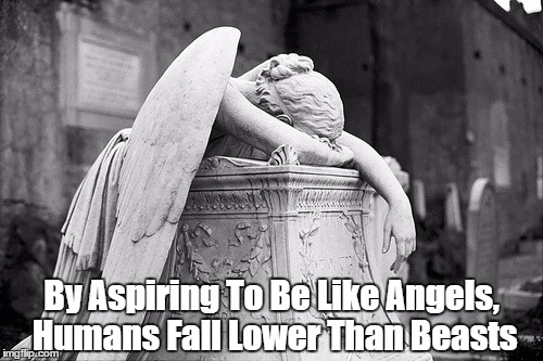 By Aspiring To Be Like Angels, Humans Fall Lower Than Beasts | made w/ Imgflip meme maker