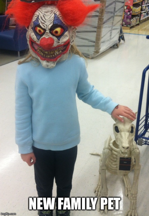The kid wants a dog. This one doesn't require much care. | NEW FAMILY PET | image tagged in funny memes,halloween,doge | made w/ Imgflip meme maker