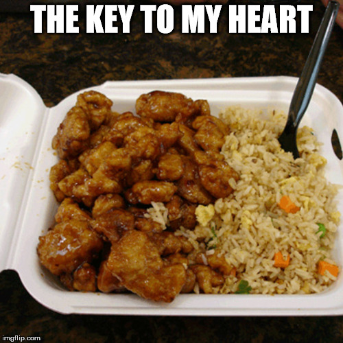  THE KEY TO MY HEART | image tagged in panda orange chicken | made w/ Imgflip meme maker