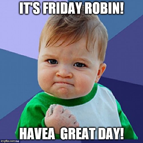 IT'S FRIDAY ROBIN! HAVEA  GREAT DAY! | made w/ Imgflip meme maker