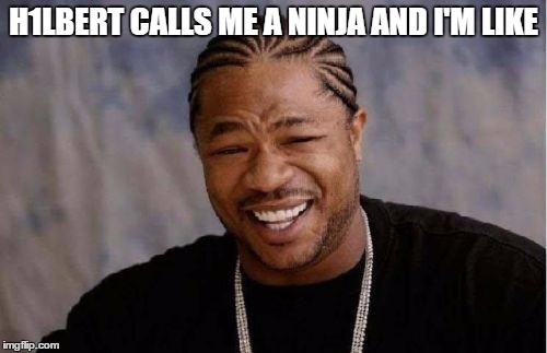 Yo Dawg Heard You Meme | H1LBERT CALLS ME A NINJA AND I'M LIKE | image tagged in memes,yo dawg heard you | made w/ Imgflip meme maker
